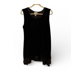 Chico’s Travelers Layered Tank Black DOUBLE TAKE Size 3 US XL 16 NWT Made In USA